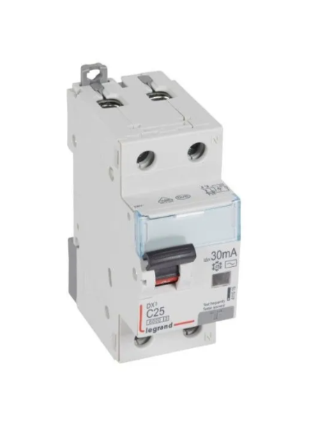 Legrand DX3-RCBO Residual Current Breaker with Overcurrent Protection 1P+N C25 25A 30mA AC 6kA 411015